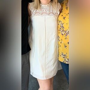 Lulus Elegant Cream Lace Dress
